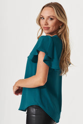 Dark Teal Zip Blouse by Viviana